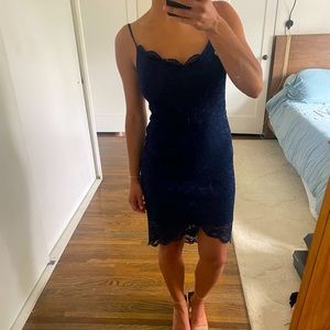 Navy Blue Formal Lace Dress
